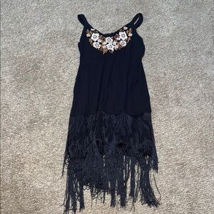 Idyllwind Black Dress with Floral Accents